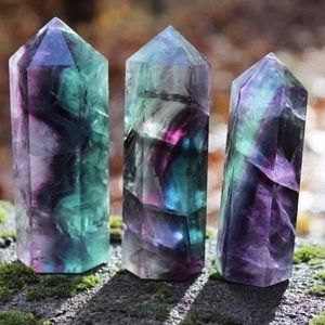Purple Fluorite Healing Witch Crystal Wands Obelisk Reiki Tower Point Ornament
